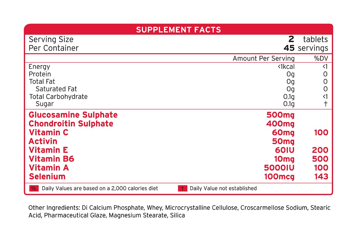 Joint Comfort Tablet supplement facts
